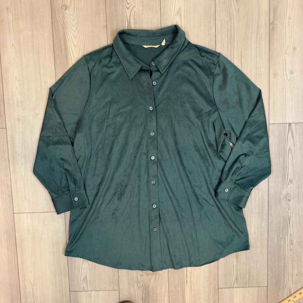 Soft Surroundings Day To Dusk Faux Suede Big Shirt Button Down Shirt 2X 2HC06